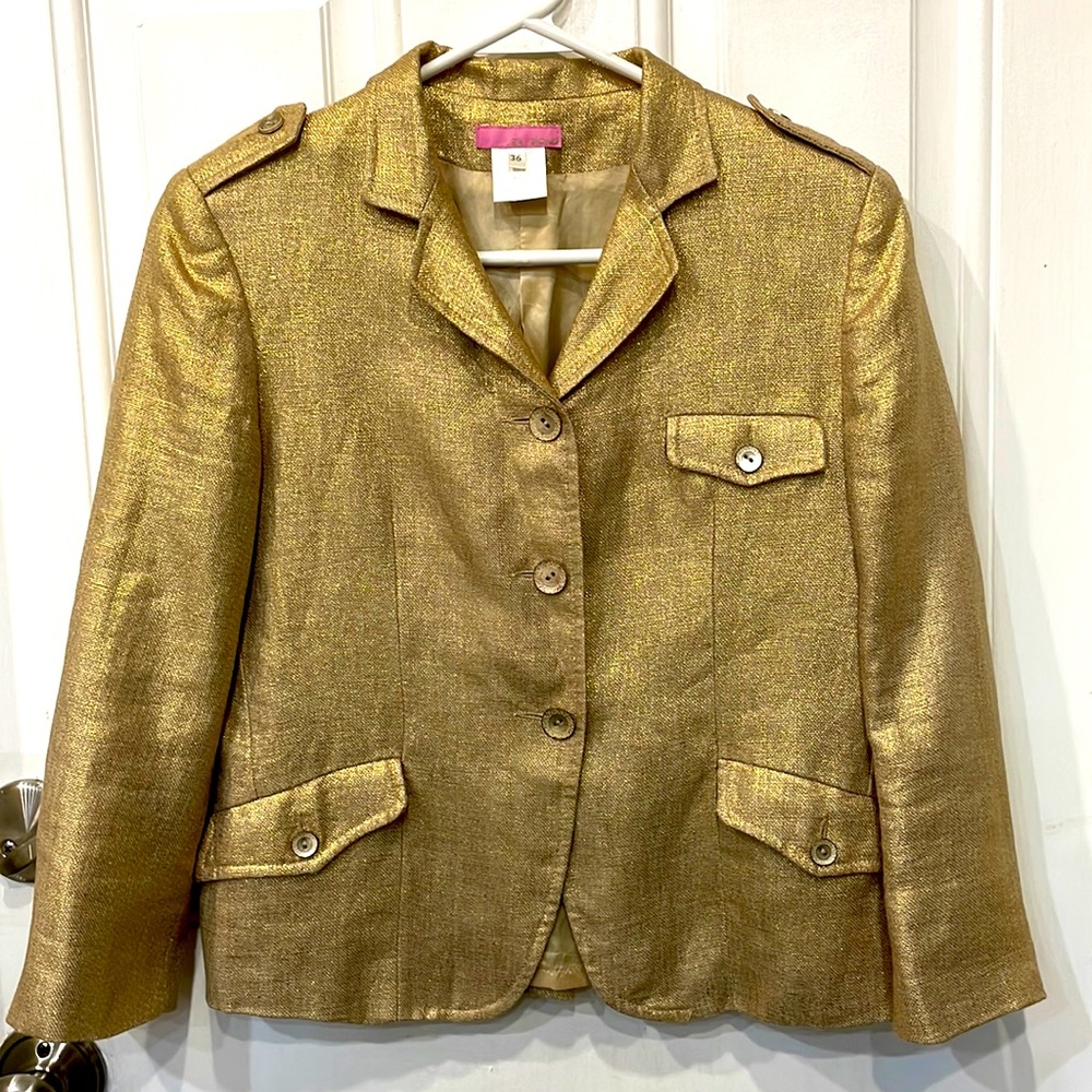 LEA ROME Gold Linen blazer jacket size 36 /2